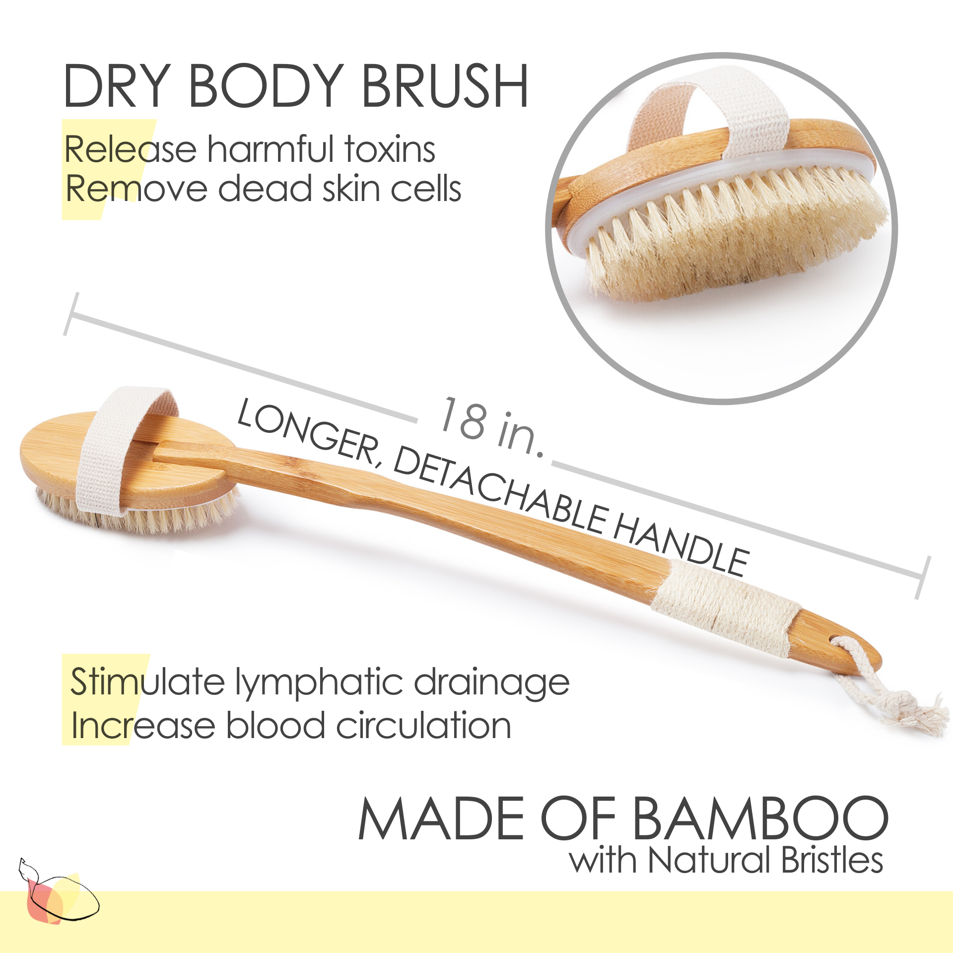 Bamboo Dry Brushing Body Brush And Exfoliating Kit Rosena Bathing