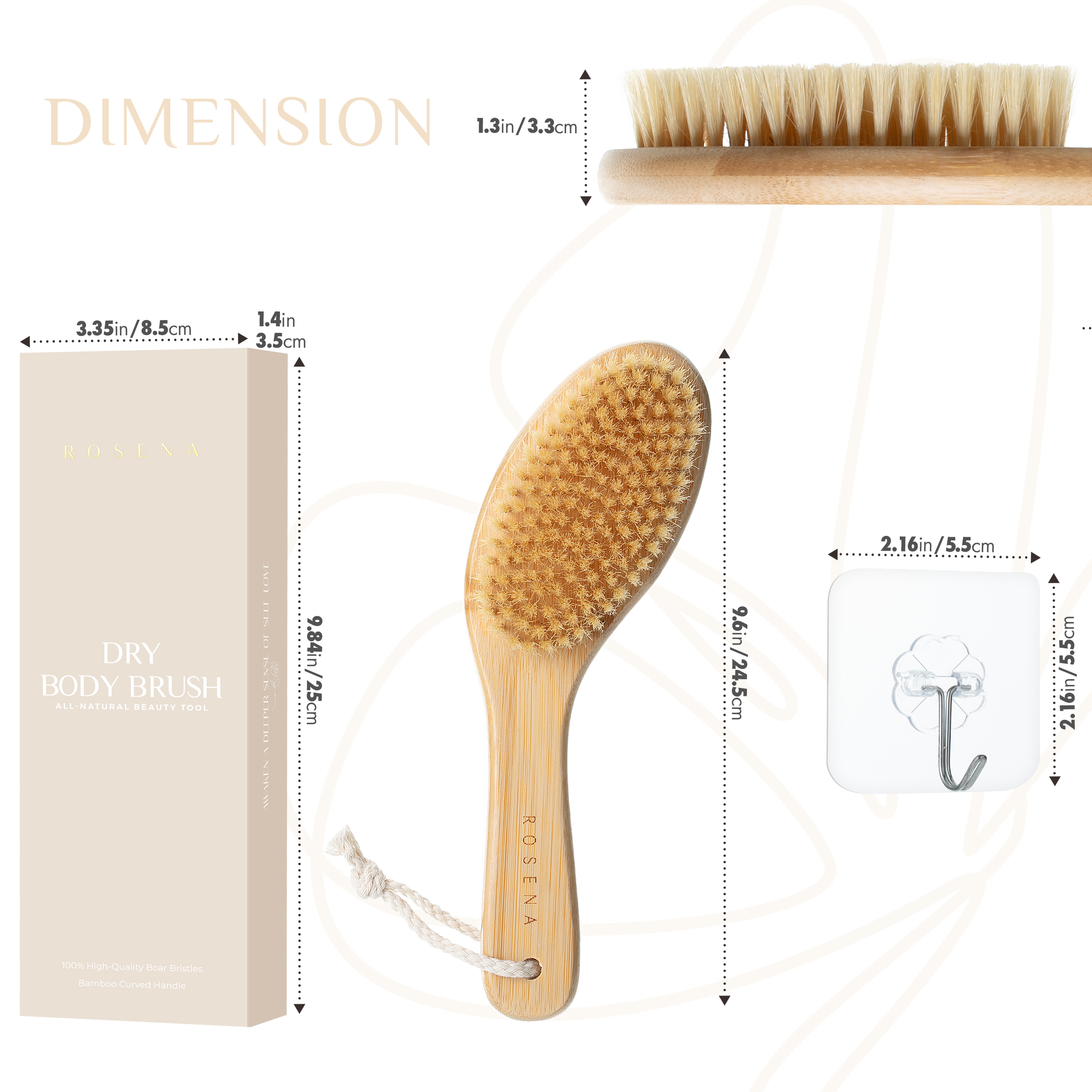 Dry Brushing Body Brush with Curved Handle - Image 4